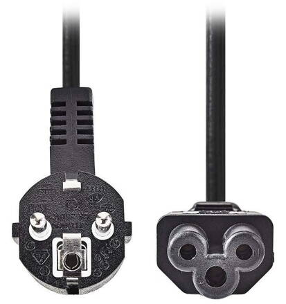 NEDIS napájecí kabel 230V/ přípojný 10A/ konektor IEC-320-C5/ úhlová zástrčka Schuko/ trojlístek/ černý/ 2m