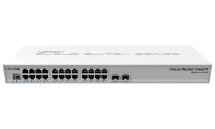 MikroTik Cloud Router Switch CRS326-24G-2S + RM 800MHz CPU, 512MB, 24xGLAN, 2xSFP + cage, ROS L5, PSU, 1U Rackmount