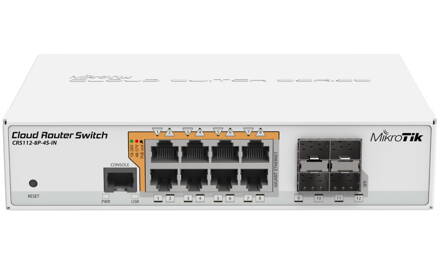MikroTik Cloud Router Switch CRS112-8P-4S-IN, 128MB RAM, 8xGbit PoE LAN, 4xSFP, vr. L5