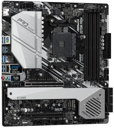 ASRock X570M PRO4 / AM4 / 4x DDR4 DIMM / HDMI / DP / 2x M.2 / USB Type-C / mATX