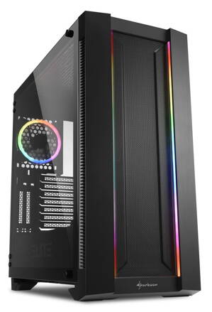 Sharkoon skříň ELITE SHARK CA200M / Middle Tower / 2x USB3.0 / 2x USB2.0 / průhledná bočnice / RGB LED / černá