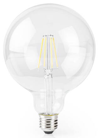 NEDIS Wi-Fi múdra LED žiarovka s vláknom / E27 / guľatá / 5W / 230V / 500L / 2700K / teplá biela / stmievateľná / číra