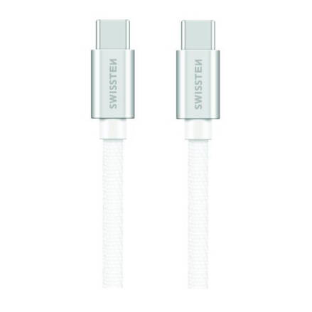 Swissten Datový Kabel Textile USB-C / USB-C 1,2 M Stříbrný