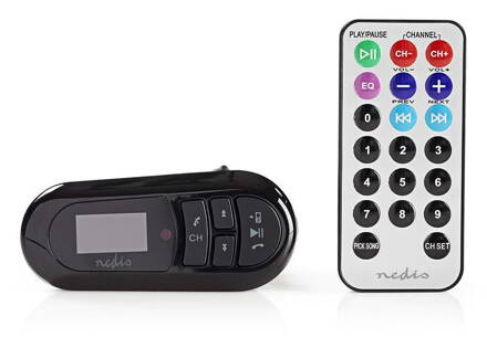NEDIS FM audio vysílač do auta (Transmitter)/ Bluetooth 4.2/ 12V/ micro SD/ jack 3,5 mm/ USB/ černý