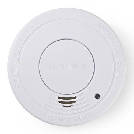 NEDIS detektor kouře/ EN14604/ hlasitost 85 dB/ 1x 9V/6F22/ výdrž snímače 10 let/ bílý