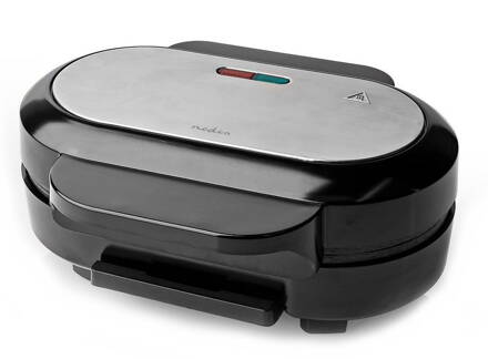 NEDIS hamburgerovač/ príkon 1000 W/ priemer dosky 10,5 cm/ čierno-strieborný