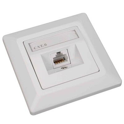 Solarix Eth.Zás. CAT6 STP 1 x RJ45 pod omietku biela SX9-1-6-STP-WH