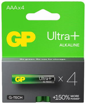 GP alkalická baterie 1,5V AAA (LR03) Ultra Plus 4ks blistr