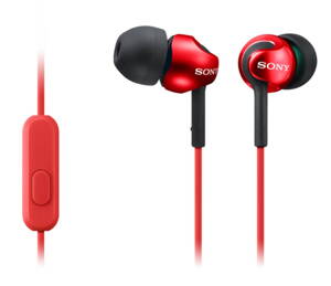SONY sluchátka do uší MDREX110APR/ drátová/ 3,5mm jack/ citlivost 103 dB/mW/ červená