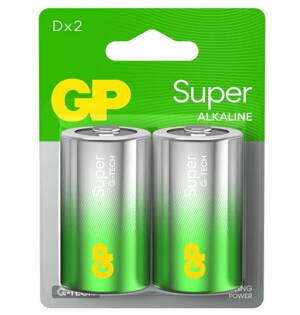 GP alkalická baterie 1,5V D (LR20) Super 2ks blistr