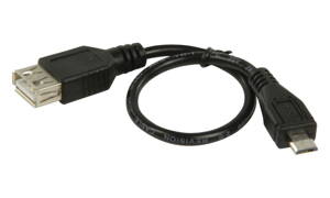 VALUELINE redukční kabel USB 2.0/ zástrčka USB micro B - zásuvka USB A/ černý/ 20cm