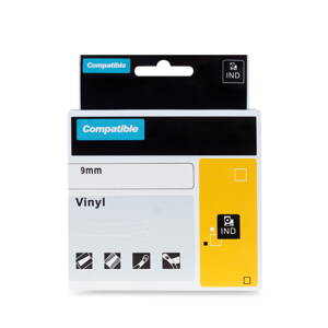 PRINTLINE kompatibilní páska s DYMO 18443, 9mm, 5.5m, černý tisk/bílý podklad, RHINO, vinylová