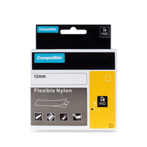 PRINTLINE kompatibilní páska s DYMO 18488, 12mm, 3.5m, černý tisk/bílý podklad, RHINO, nylonová, flexibilní