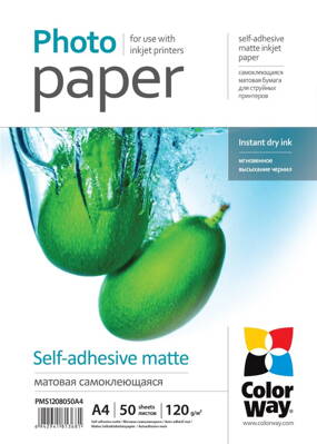 COLORWAY fotopapír/ matte self-adhesive 120g/m2, A4/ 50 kusů