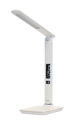 IMMAX LED stolní lampička Kingfisher/ 9W/ 450lm/ 12V/1A/ 3 různé barvy světla/ sklápěcí rameno/ USB/ bílá