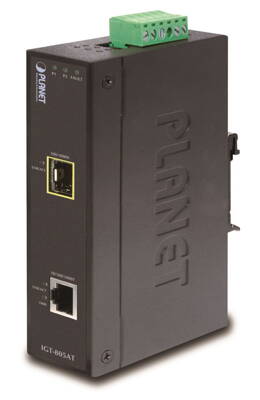 PLANET IGT-805AT konvertor 1x 100 / 1000Base-T, 1x SFP 100/1000-X, ESD + EFT, IP30, -40 až 75 ° C