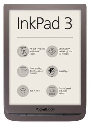POCKETBOOK e-book reader 740 Inkpad 3/ 8GB/ 7,8"/ Wi-Fi/ micro SD/ micro USB/ čeština/ tmavě hnědá