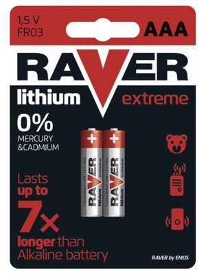 GP lithiová baterie 1,5V RAVER AAA (R03) Extreme 2ks blistr