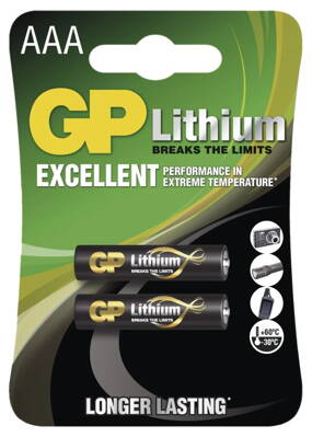 GP lithiová baterie 1,5 V AAA (FR03) 2ks blistr