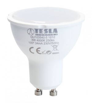 TESLA LED žárovka/ GU10/ 3W/ 230V/ 230lm/ 4000K/ denní bílá