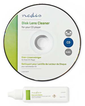 NEDIS sada na snadné a bezpečné čištění optiky CD a DVD přehrávačů/ čistící roztok/ 20ml
