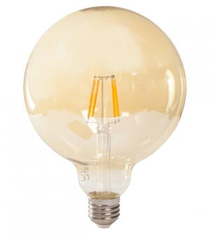 TESLA LED žárovka GLOBE G125 VINTAGE/ E27/ G125/ 4W/ 230V/ 380lm/ 2400K/ teplá bílá/ zlatá