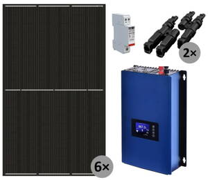Xtend Solarmi GridFree 2000M solárna elektráreň: 2kW menič s limiterom + 8x 385Wp solárny panel, mono, čierny