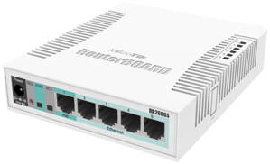 Mikrotik RouterBOARD RB260GS / nastaviteľný 5-portový gigabit smart switch SFP cage / SwOS / zdroj