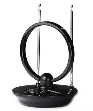 HAMA aktivna DVB-T/T2 izbová anténa/ VHF/UHF/FM/ DAB/DAB+/ 35 dB/ 470-790 MHz/ kruhová/ čierná
