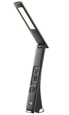 IMMAX LED stolní lampička Cuckoo/ 5W/ 200lm/ 5V/1A/ 3 stupně stmívání/ sklápěcí rameno/ možnost vypnutí LCD/ USB/ černá