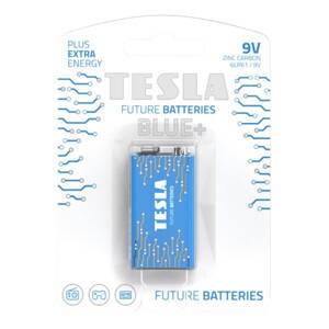 TESLA BLUE+ Zinc Carbon baterie 9V (6F22, blister) 1 ks
