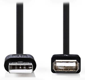 NEDIS prodlužovací kabel USB 2.0/ zástrčka A - zásuvka A/ černý/ bulk/ 2m