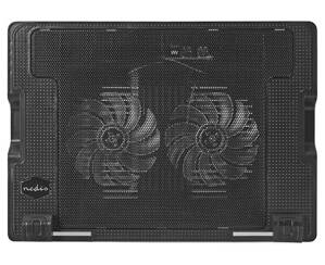 NEDIS stojan na notebook/ univerzální/ velikost až 18"/ ventilátor 140 mm/ 2x USB/ plast-kov/ černý