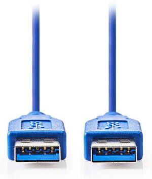 NEDIS kabel USB 3.0/ zástrčka A - zástrčka A/ modrý/ 2m
