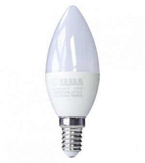 TESLA LED žárovka CANDLE svíčka/ E14/ 6W/ 230V/ 470lm/ 4000K/ denní bílá