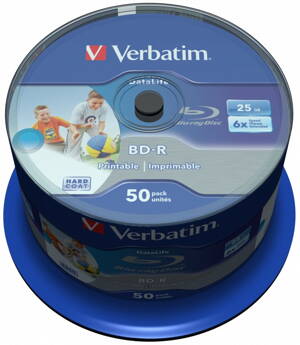 VERBATIM BD-R Blu-Ray SL DataLife 25GB/ 6x/ printable/ 50pack/ spindle