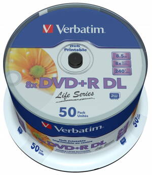VERBATIM DVD+R DL AZO 8,5GB/ 8x/ printable/ inverse stack/ 50pack/ spindle