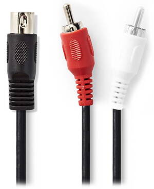 NEDIS redukční audio kabel DIN/ 5pin zástrčka DIN - 2× zástrčka RCA/ černý/ 1m