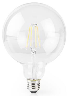 NEDIS Wi-Fi múdra LED žiarovka s vláknom / E27 / guľatá / 5W / 230V / 500L / 2700K / teplá biela / stmievateľná / číra