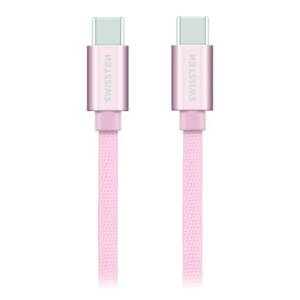 Swissten Datový Kabel Textile USB-C / USB-C 1,2 M Růžovo/Zlatý
