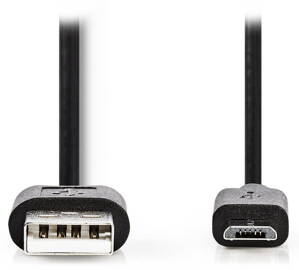 NEDIS kabel USB 2.0/ zástrčka A - zástrčka micro B/ kulatý/ černý/ 1m