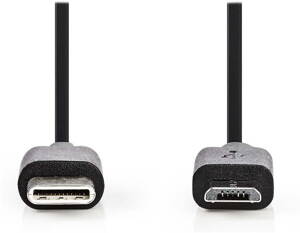 NEDIS kabel USB 2.0/ zástrčka C - zástrčka micro B/ černý/ 1m