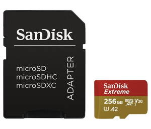 SanDisk Extreme 256GB microSDXC / CL10 / A2 / UHS-I U3 / 160mb/s / vč. adaptéru