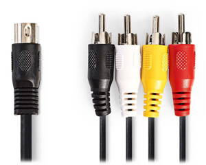 NEDIS redukční audio kabel DIN/ 5pin zástrčka DIN - 4× zástrčka RCA/ černý/ 1m