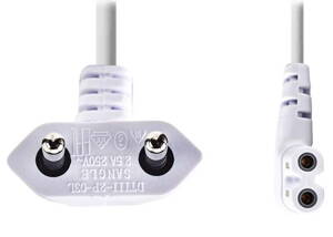 NEDIS napájecí kabel EURO/ zástrčka (úhlová) - konektor IEC-320-C7 (úhlový, levý)/ bílý/ 2m