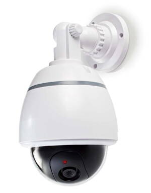 NEDIS atrapa bezpečnostné kamery s blikajúcou LED / dome / IP44 / vonkajšia / biela