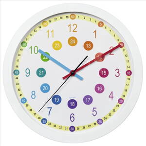 HAMA dětské nástěnné hodiny Easy Learning/ průměr 30 cm/ tichý chod/ 1x AA baterie/ bílé