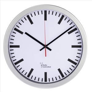 HAMA Nástenné hodiny Station/ priemer 30 cm/ riadené rádiovým signálom/ 1x AA batérie/ bielo-strieborné