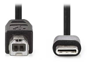 NEDIS kabel USB 2.0/ zástrčka USB-C - zástrčka USB-B/ černý/ 1m
