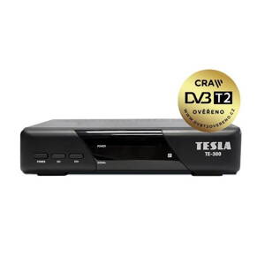 OPRAVENÉ - TESLA DVB-T/T2 přijímač TE-300/ Full HD/ H.265/HEVC/ CRA ověřeno/ FTA/ PVR/ EPG/ USB/ HDMI/ SCART/ černý